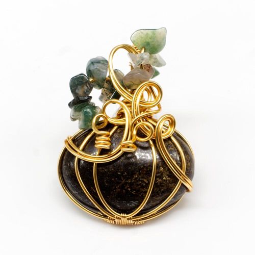 Pumpkin Necklace bronzite necklace making kit — DIY set with beads and instructions for creating handmade jewelry
