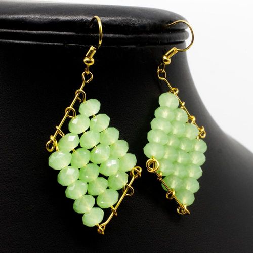 Hallie Earrings opal green earring making kit — DIY set with beads and instructions for creating handmade jewelry