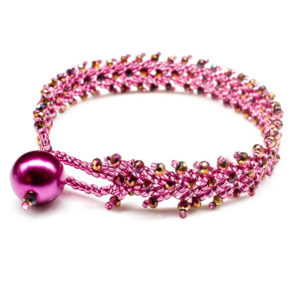 St Petersberg Chevron Bracelets mauve bracelet making kit — DIY set with beads and instructions for creating handmade jewelry