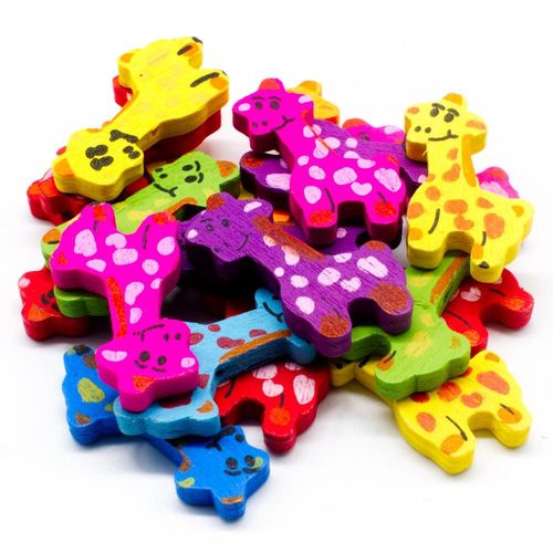 Colourful Wooden Beads   Giraffe 34mm for jewellery making