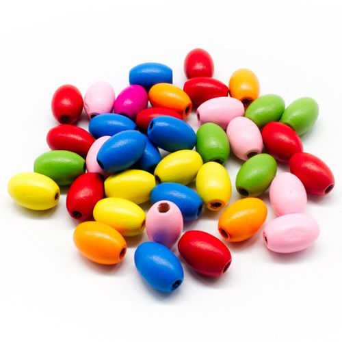 Colourful Wooden Beads   Medium Oval 17mm for jewellery making