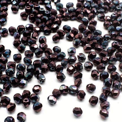 4mm Czech glass fire polished faceted beads luster metallic amethyst — pack of 100, high-quality faceted beads perfect for jewelry making…