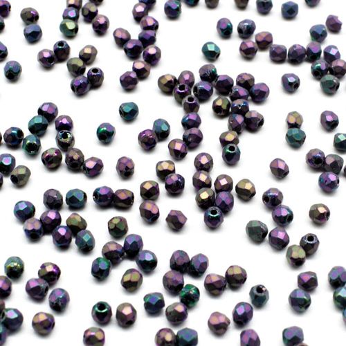 2mm Czech glass fire polished faceted beads matte iris purple — pack of 100, high-quality faceted beads perfect for jewelry making and be…