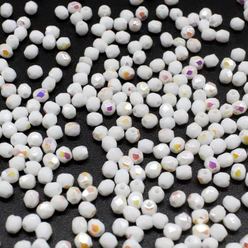 3mm Czech glass fire polished faceted beads opaque white ab 100pcs — pack of 100, high-quality faceted beads perfect for jewelry making a…