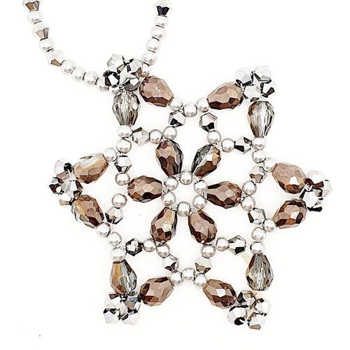 Snowflake Crystal Necklace black diamond necklace making kit — DIY set with beads and instructions for creating handmade jewelry