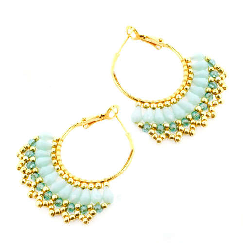 Florence Earring Pack gold & sea green earring making kit — DIY set with beads and instructions for creating handmade jewelry