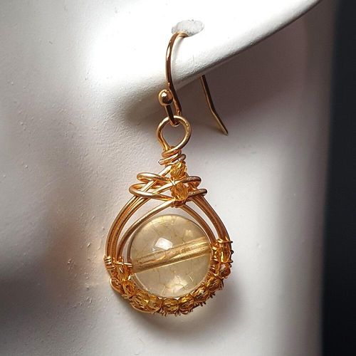 Ingrid Gemstone Earrings 2 Pairs citrine earring making kit — DIY set with beads and instructions for creating handmade jewelry