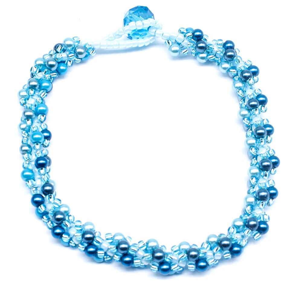 Sirena Sprial Bracelets Make 5 aqua bracelet making kit — DIY set with beads and instructions for creating handmade jewelry