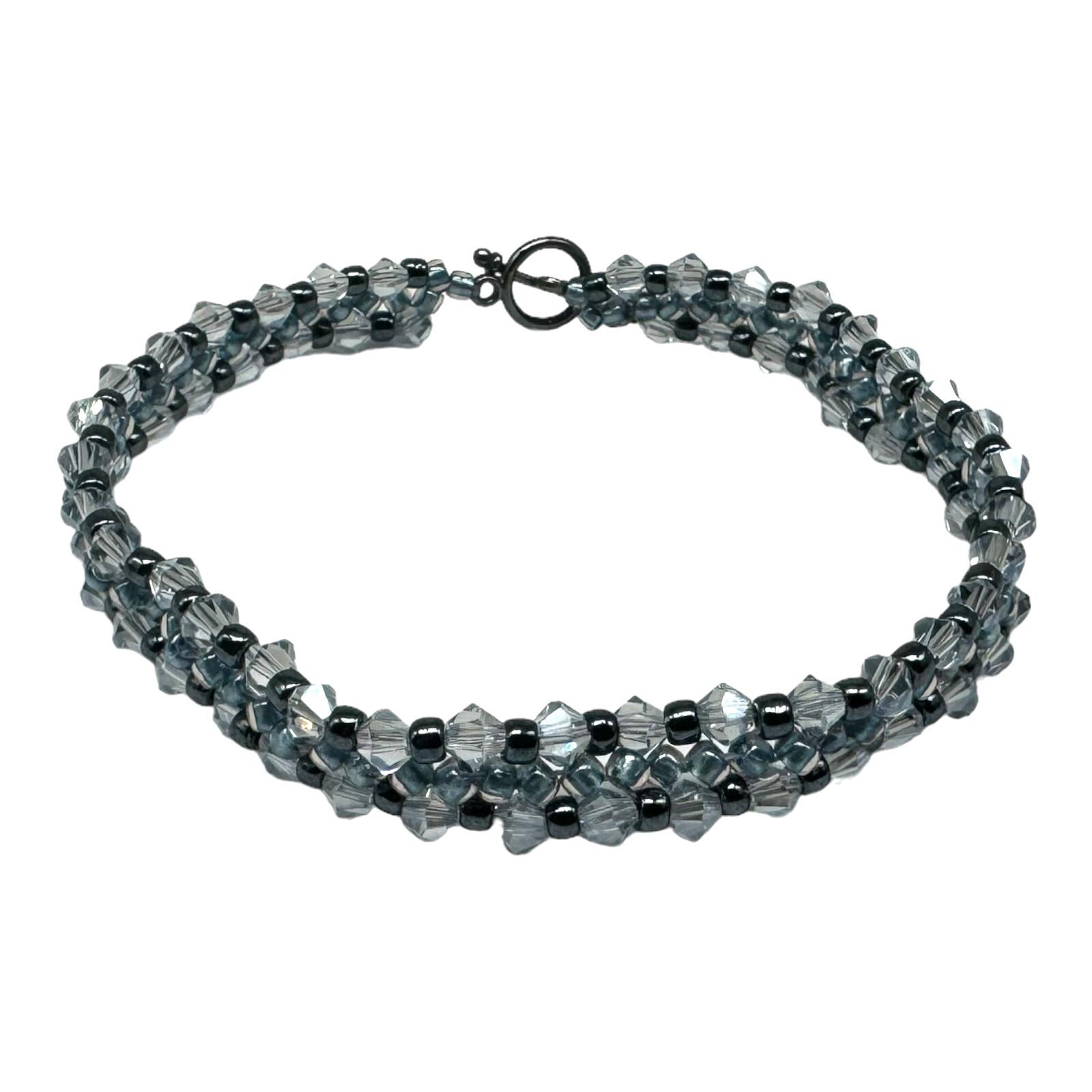 Mia Crystal Bracelet Makes 3 hematite sapphire bracelet making kit — DIY set with beads and instructions for creating handmade jewelry