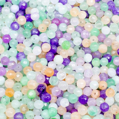 Dyed Jade 4mm Facet Round Beads Mix 95pc   Pastels pack of 4 for jewellery making