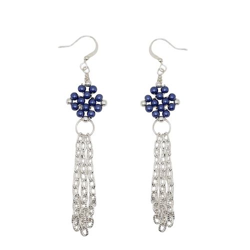 Matilda Pearl Earrings 4 Pair royal blue earring making kit — DIY set with beads and instructions for creating handmade jewelry