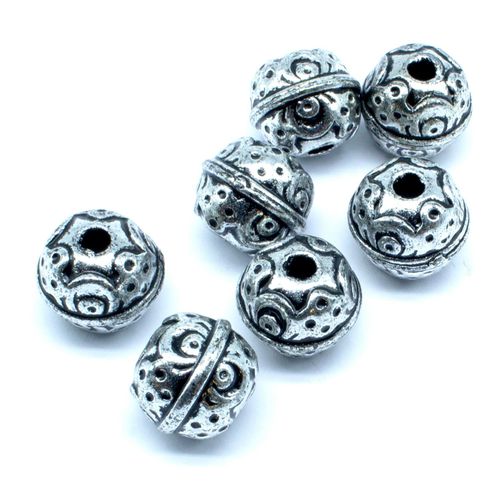 Acrylic Dark Silver Round Beads 14mm 7pcs   Pattern for jewellery making