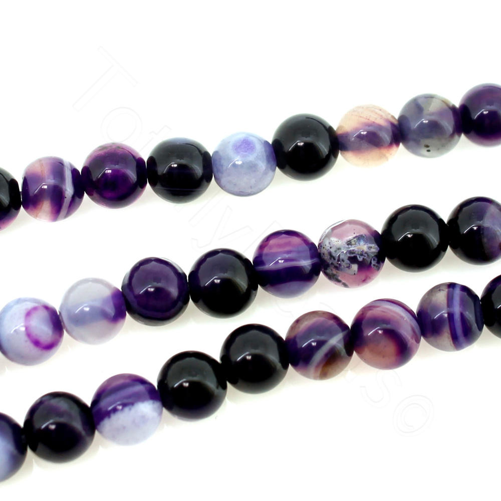 Banded Agate Round 6mm - Purple 15" Strand