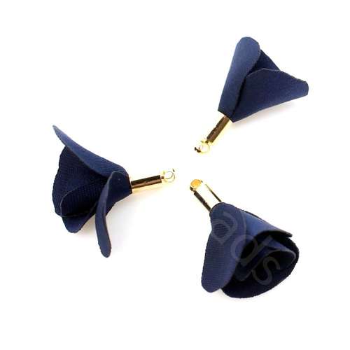 Flower Tassel Rose - Gold Tone Cap Navy 5pcs