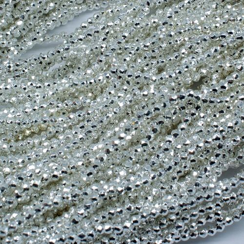 1.5mm crystal beads metallic silver — plated finish, ideal for jewelry making and beadwork