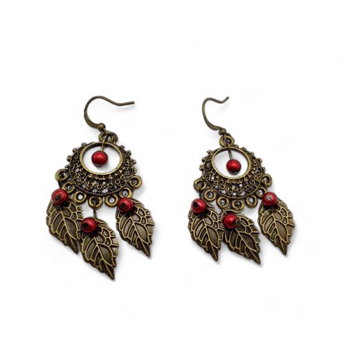 Autumn Bronze Earrings 3 Pairs ruby red earring making kit — DIY set with beads and instructions for creating handmade jewelry