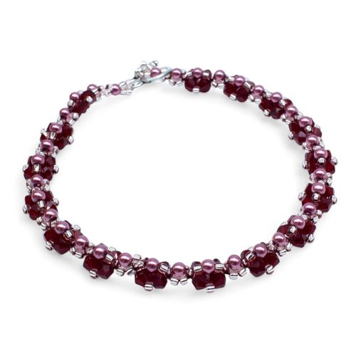 Kassia Diamond Bracelet Makes 2 dark red bracelet making kit — DIY set with beads and instructions for creating handmade jewelry
