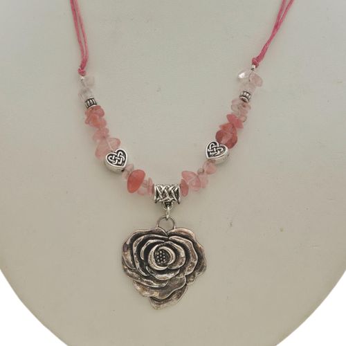 Meadow Gemstone Necklace Makes 3 cherry quartz necklace making kit — DIY set with beads and instructions for creating handmade jewelry