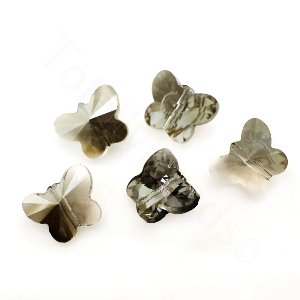 Crystal Butterfly Beads - Silver Dust 14x12mm 8pcs