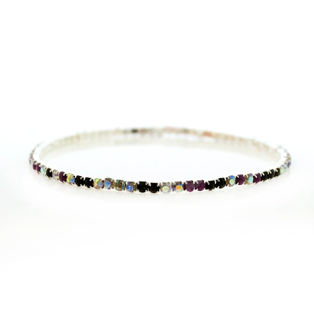 Crystal Bangle - Silver with Purples combi