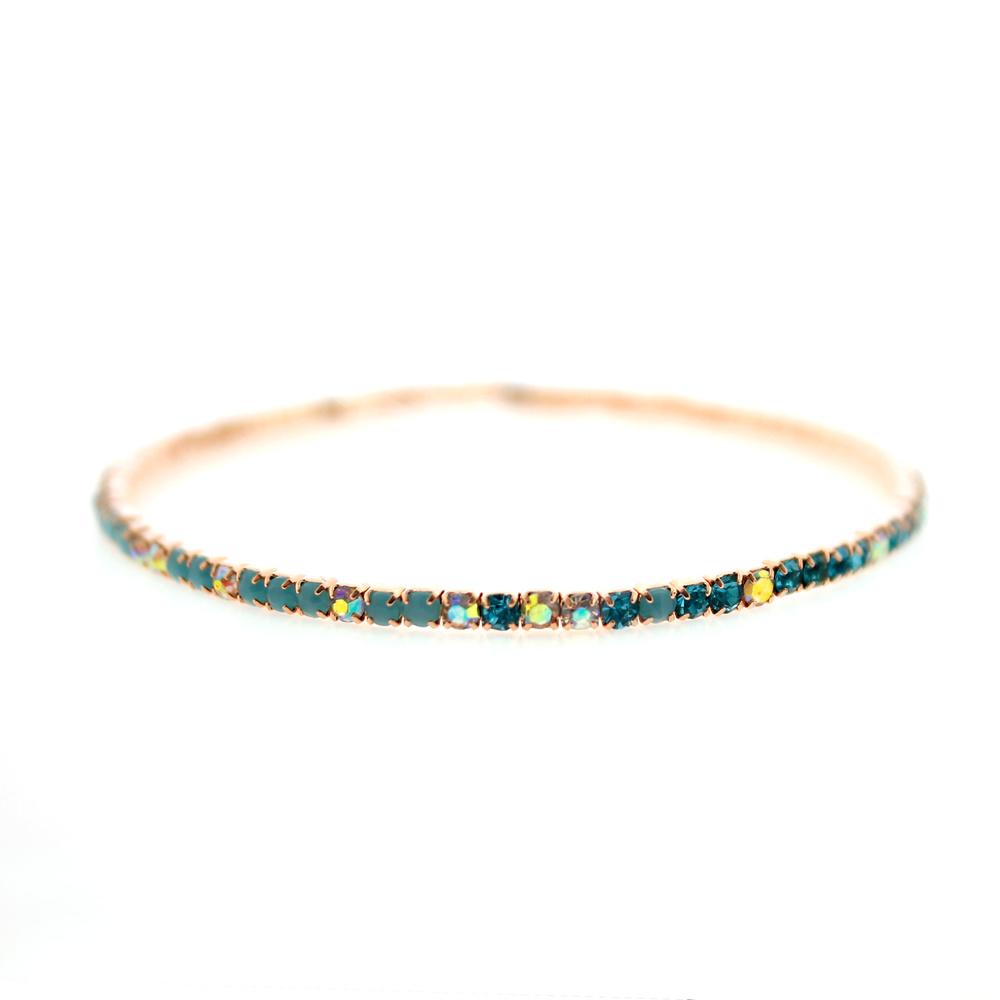 Crystal Bangle - Rose Gold with Sky Blue combi