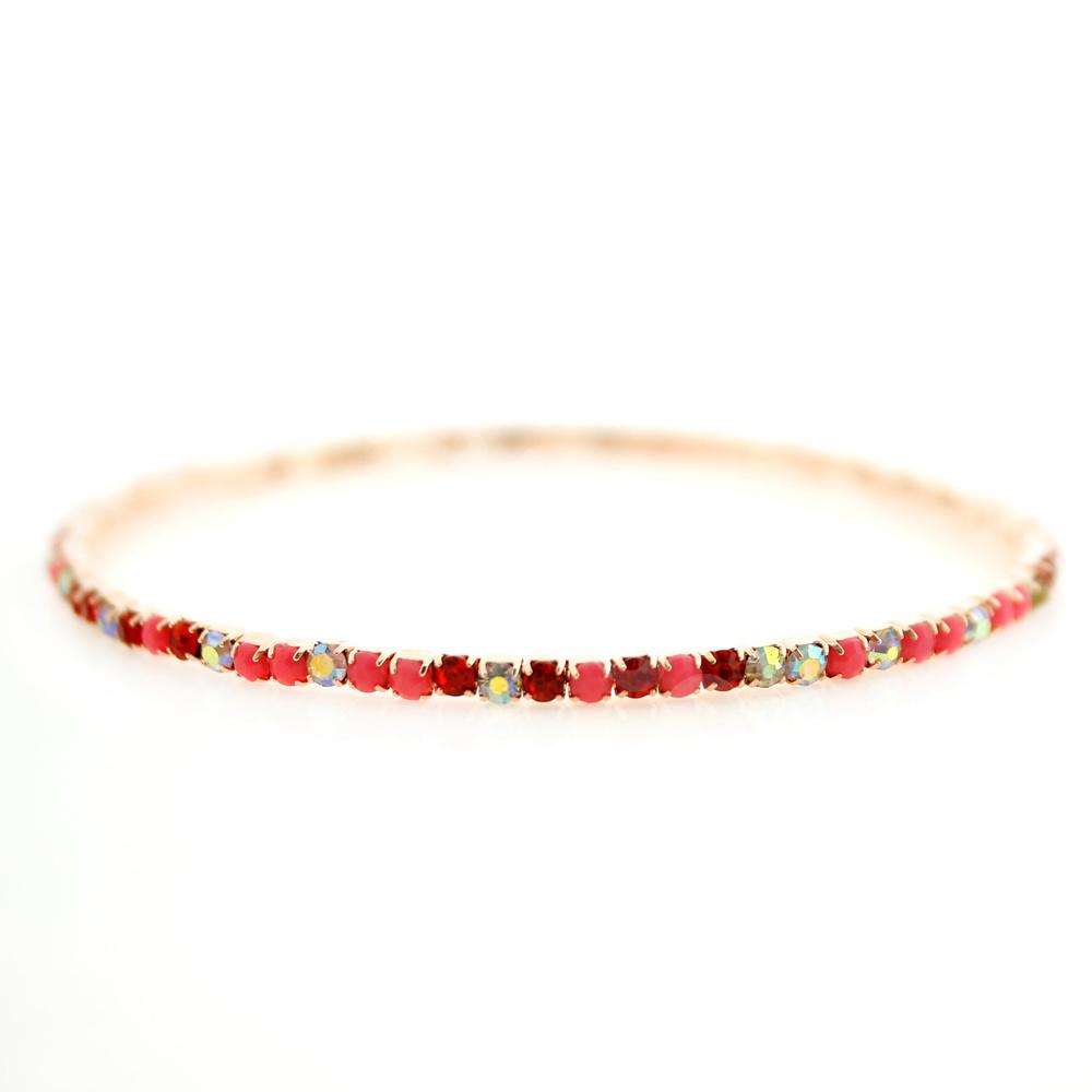 Crystal Bangle - Rose Gold with Coral combi
