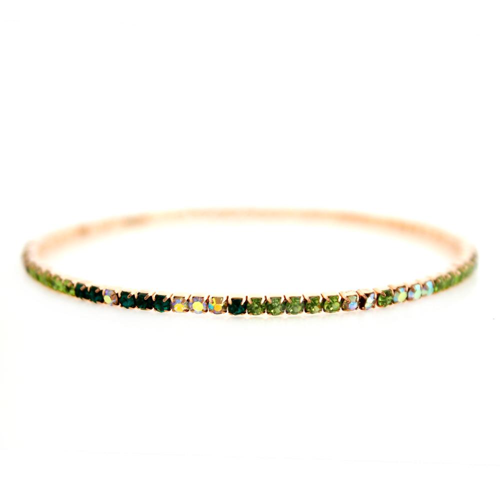 Crystal Bangle - Rose Gold with Green Rainbow combi