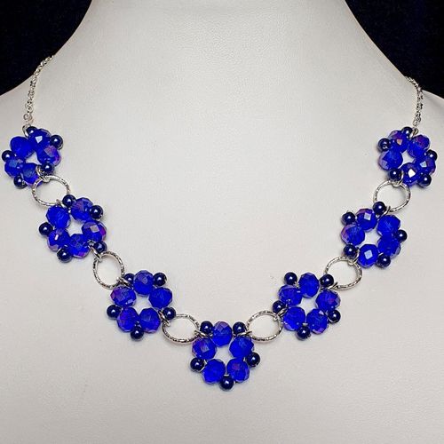 Willow Crystal Ring Necklace Makes 2 royal blue necklace making kit — DIY set with beads and instructions for creating handmade jewelry