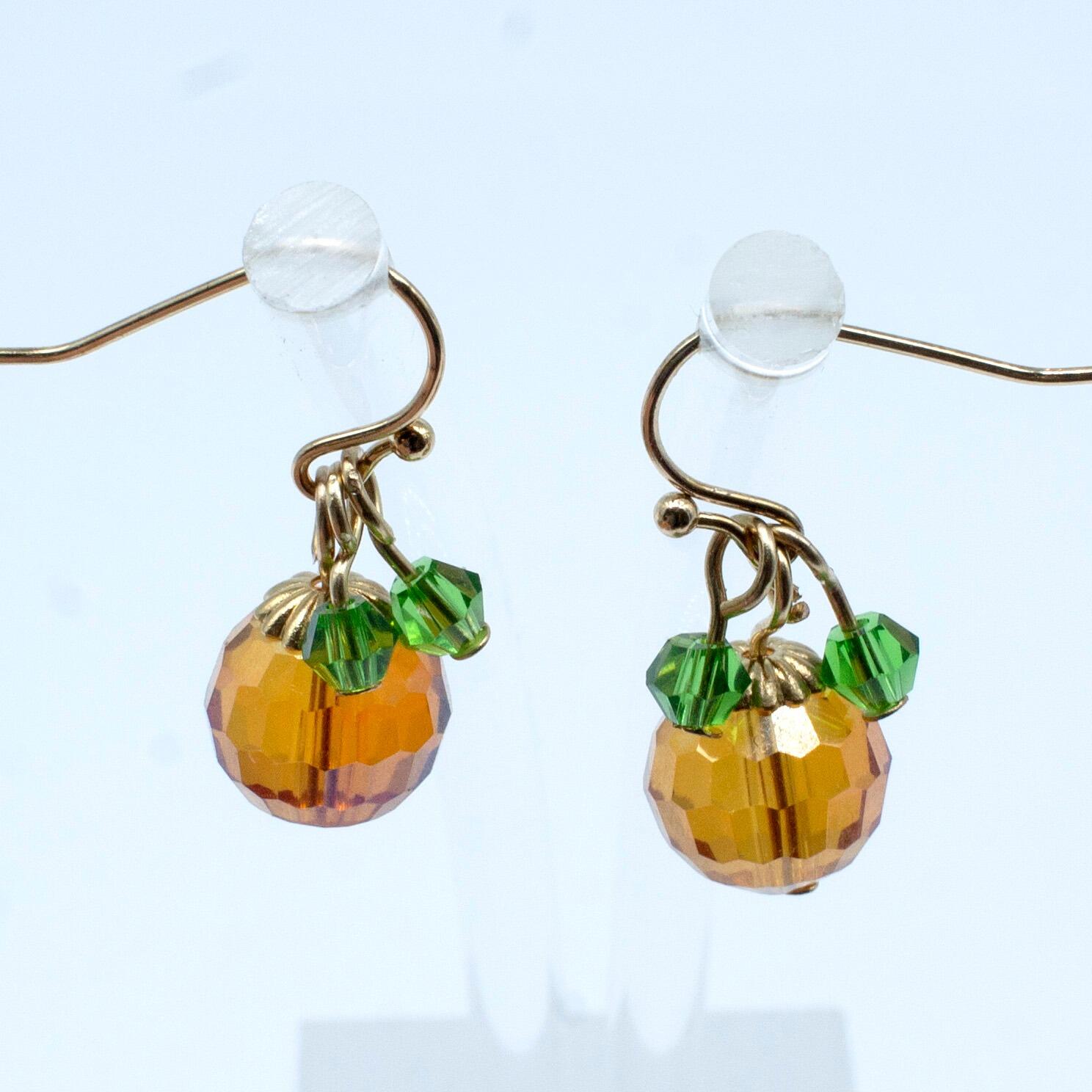 Pumpkin Earrings Orange Round 1 Pair earring making kit — DIY set with beads and instructions for creating handmade jewelry