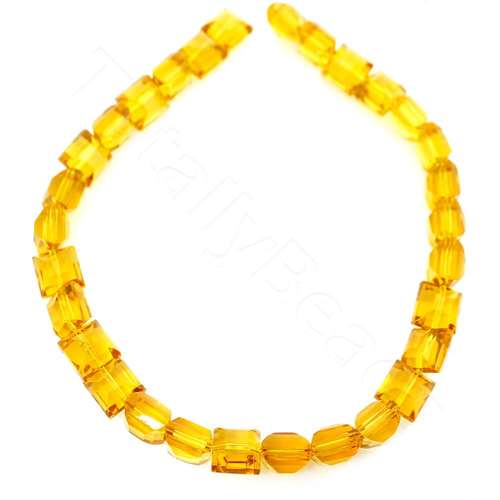Faceted Glass Puff Square 10mm - Topaz 30pcs
