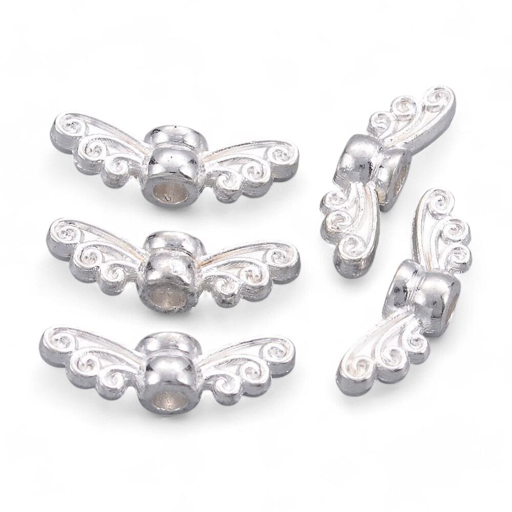 Metal Heart Wing Bead 22mm   Silver 20pc 20 pieces for jewellery making