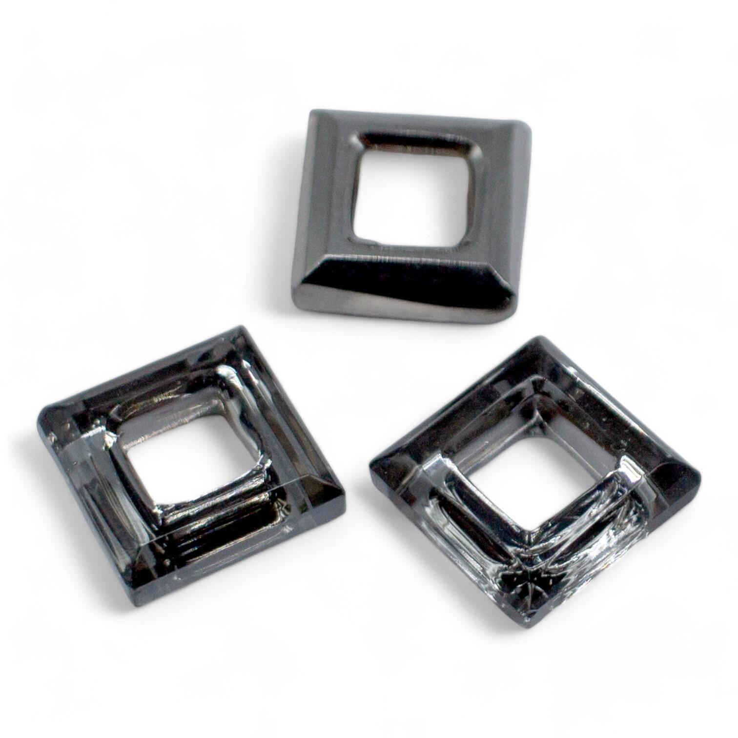 Crystal Pendant Square 13mm   Charcoal for jewellery making