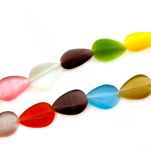 Cats Eye Beads - Drops 13.5mm  - Mixed