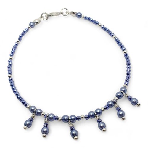 Sabrina Crystal Bracelet Makes 2 violet blue bracelet making kit — DIY set with beads and instructions for creating handmade jewelry