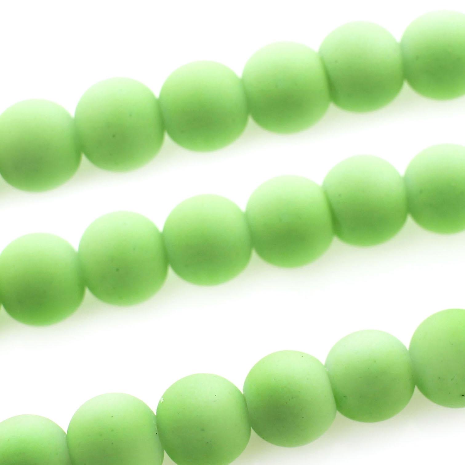 Soft Touch Glass Beads 8mm Round - Green