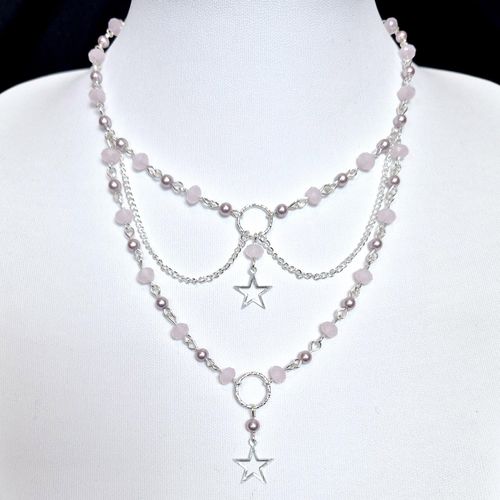 Seren Chain Necklaces Makes 3 pink rose necklace making kit — DIY set with beads and instructions for creating handmade jewelry
