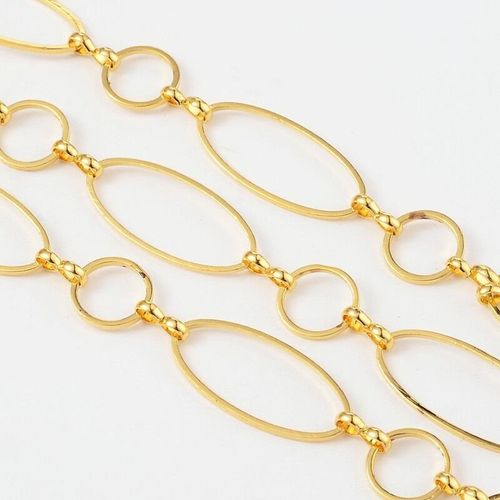 Gold Plated Chain   Oval 25mm Ring 10mm   1 metre for jewellery making