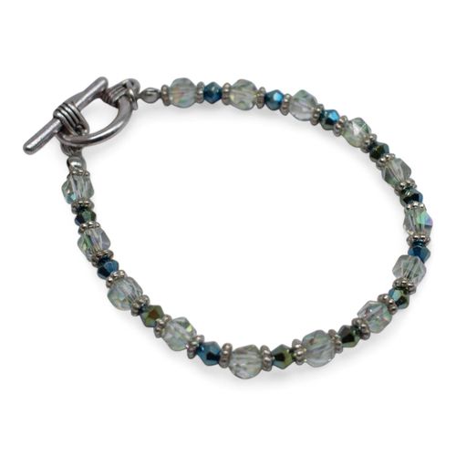 Crystal Mini Nugget Bracelets Makes 3 smoke & green iris bracelet making kit — DIY set with beads and instructions for creating handmade…