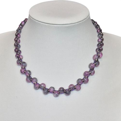 Crackle Trellis Necklace Makes 2 grey pink necklace making kit — DIY set with beads and instructions for creating handmade jewelry