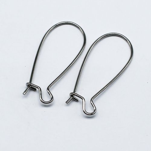 Kidney Ear Wires 26mm 20 Pairs   Rhodium for jewellery making