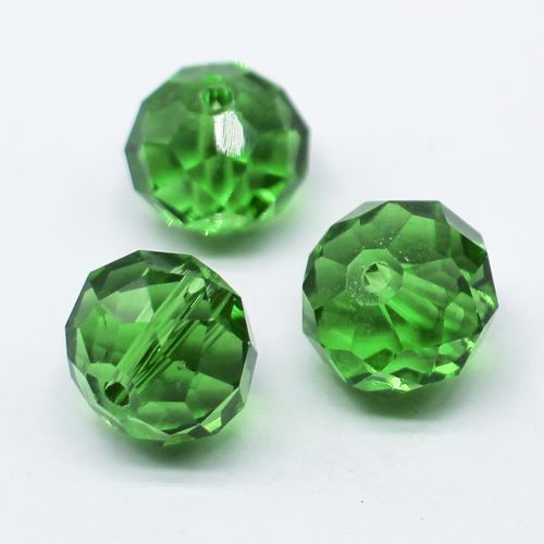 15mm crystal beads green 10pc — faceted for jewelry making and beadwork