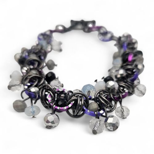 Chainmaille Crystal Charm Bracelets   Monochrome 8mm for jewellery making