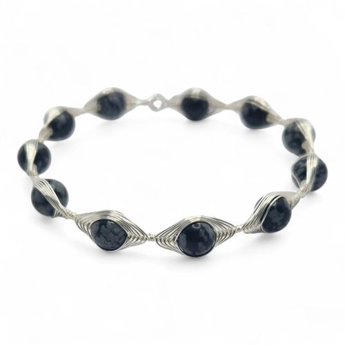 Ines Herringbone Memory Bangle snowflake jewelry making kit — DIY set with beads and instructions for creating handmade jewelry