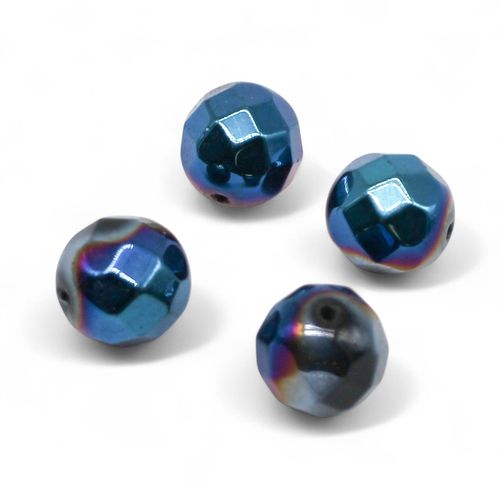 Large Facet Round Bead 17mm   Black Blue 1pc for jewellery making