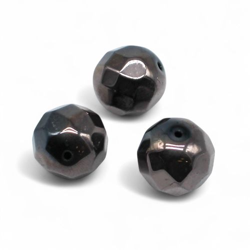 Large Facet Round Bead 19mm   Black Coffee 1pc for jewellery making