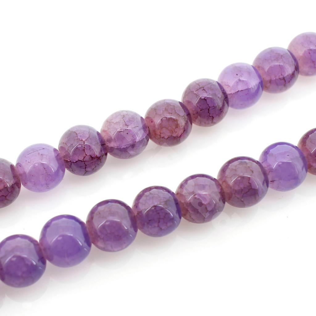 Cracked Earth Glass Beads - 8mm Mauve's