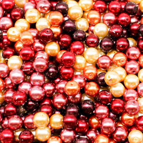 Glass Pearl Round Beads 6mm   Sunset Mix 120pcs for jewellery making