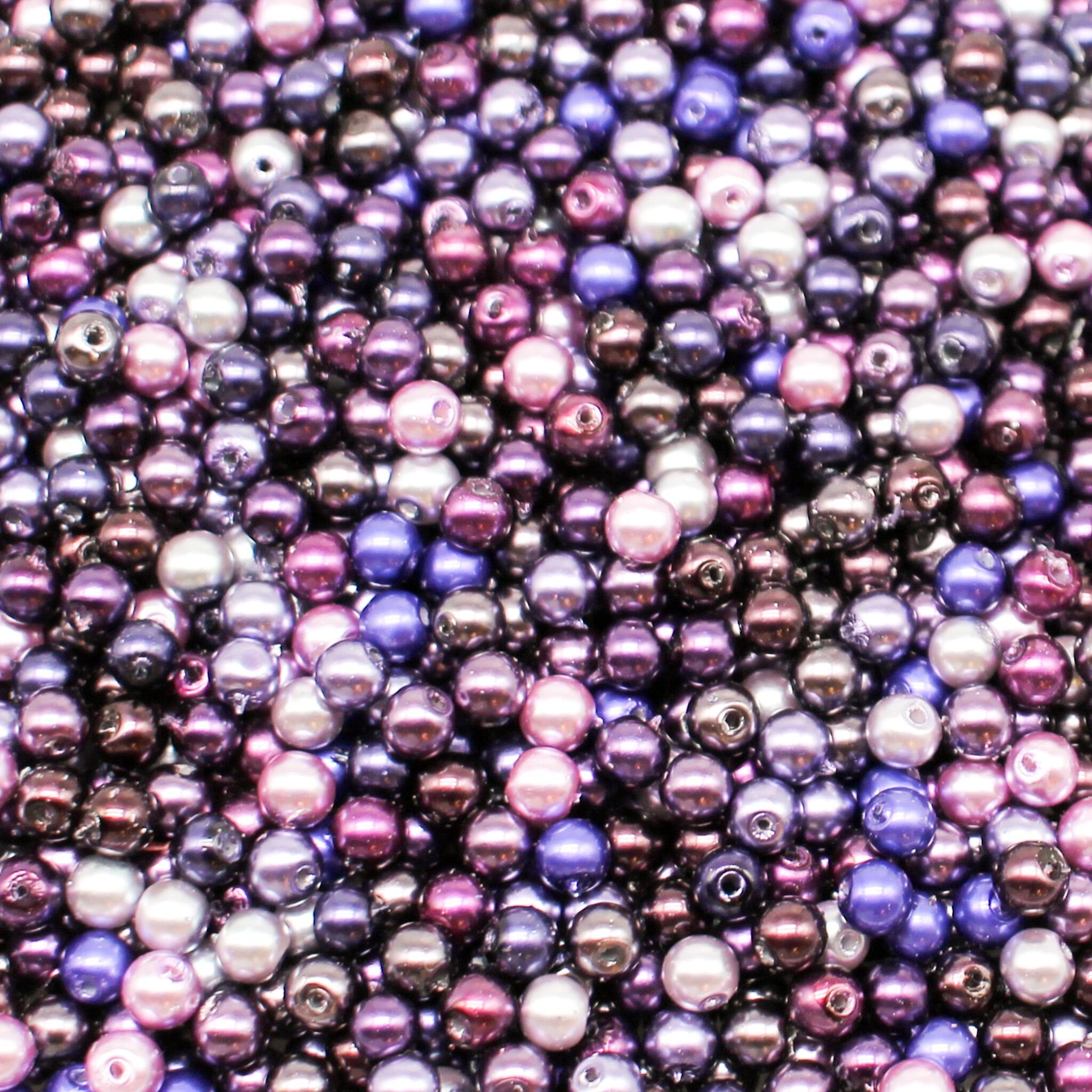 Glass Pearl Round Beads 4mm   Purple Mix 200pcs for jewellery making