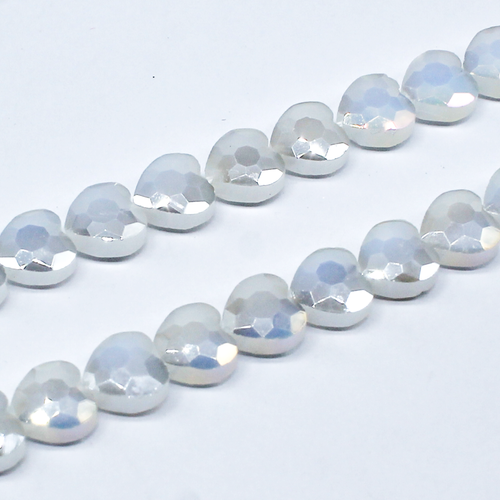 8mm crystal beads white ab, pack of 50 — AB finish, faceted for jewelry making and beadwork
