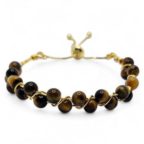 Rahima Slider Bracelet tigereye gemstone bracelet making kit — DIY set with beads and instructions for creating handmade jewelry